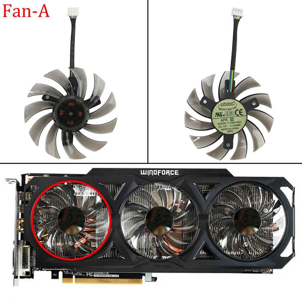 For Gigabyte GeForce GTX 570 670 680 1070 R9 780 Ti 75MM T128010SU 4Pin Video Card Fan