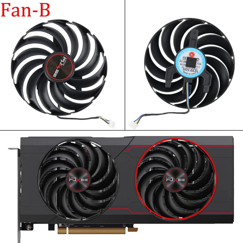 95MM FDC10U12D9-C RX6700 Video Card Fan For SAPPHIRE PULSE AMD Radeon RX 6700 Replacement Graphics Card GPU Fan