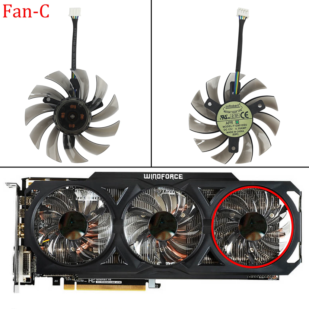 For Gigabyte GeForce GTX 570 670 680 1070 R9 780 Ti 75MM T128010SU 4Pin Video Card Fan