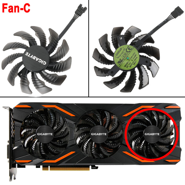 75mm T128010SU 0.35A Cooler Fan For Gigabyte AORUS GTX 1060 1070