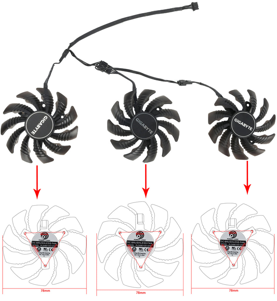 New 78MM RTX RTX 2060 Super Gaming Cooler Fan for Gigabyte RTX 2060 2070 2080 RTX 2080 Ti WINDFORCE Graphics Card PLD08010S12HH