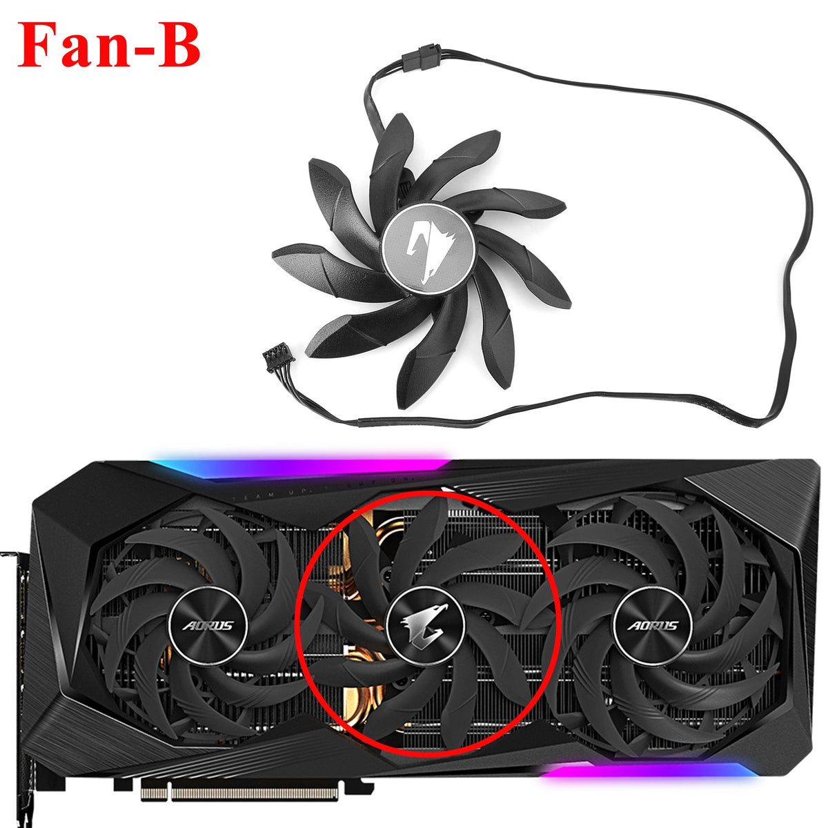 Graphics Card Fan PLD10015B12H DC12V 0.55A 4Pin for Gigabyte AORUS RTX ...