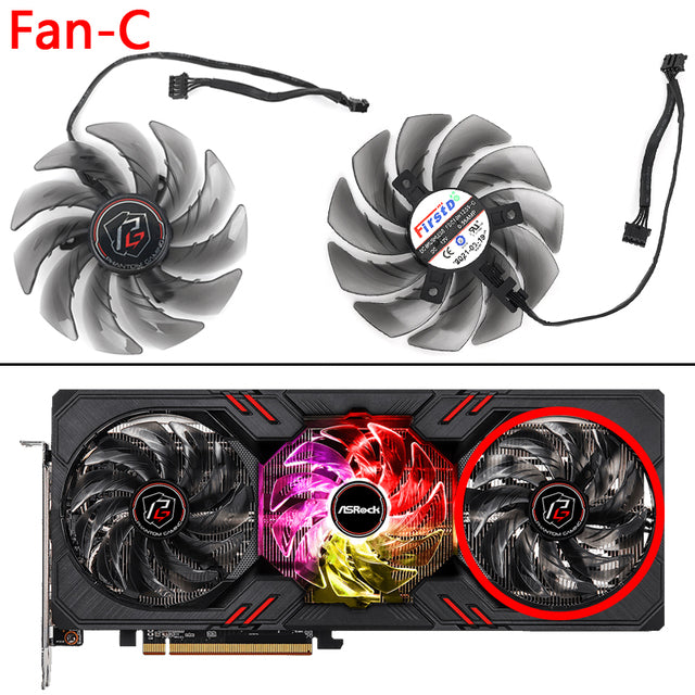 RX6700XT RX6800XT Video Card Fan with Case For Asrock AMD Radeon RX 6700  6800 XT Phantom Gaming Graphics Card Replacement Fan