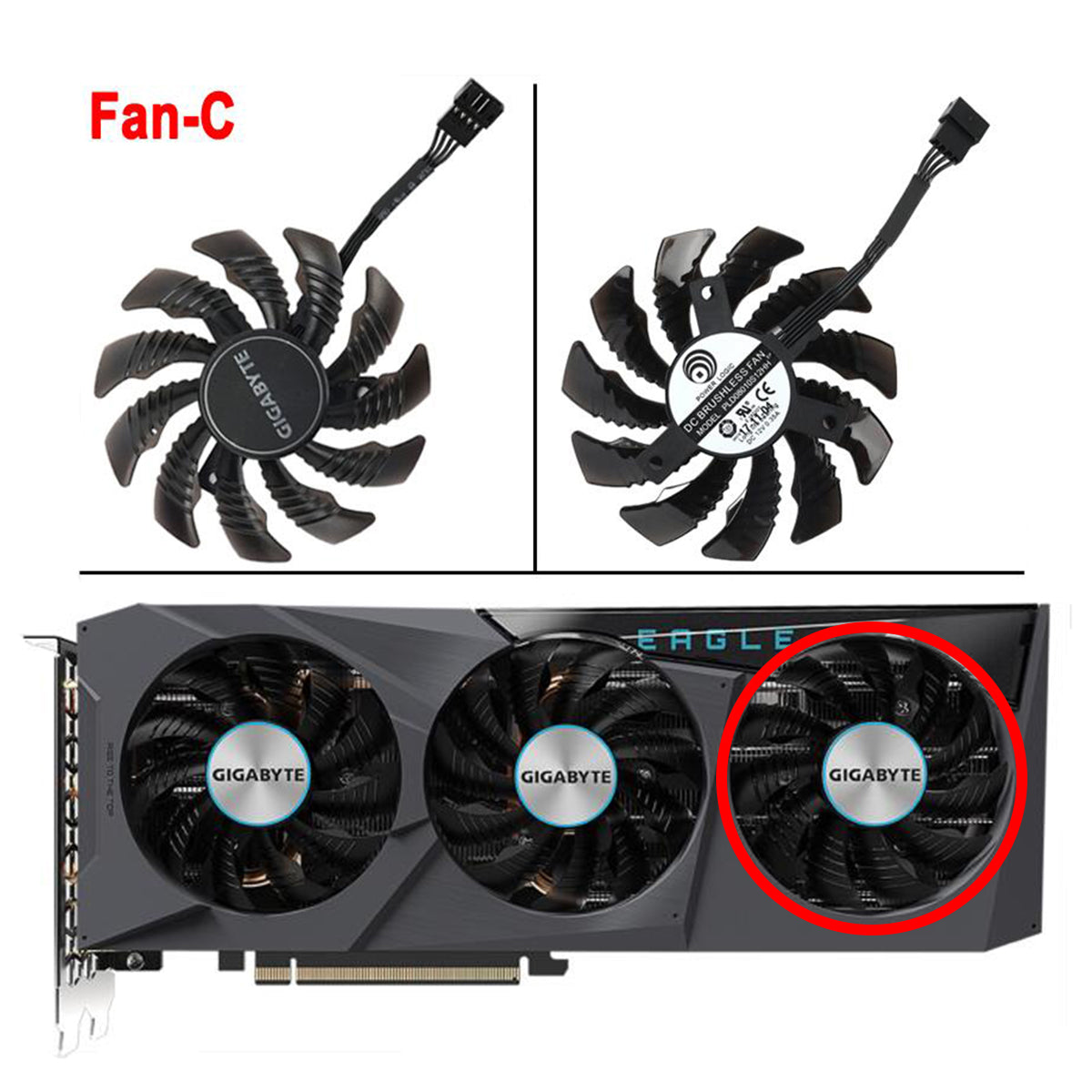 78MM Cooler Replacement Fan for Gigabyte GeForce RTX 3060 3070 Gaming RTX  3060Ti 3070Ti Eagle Cooling Graphics Fan PLD08010S12HH - Fan C-1pc
