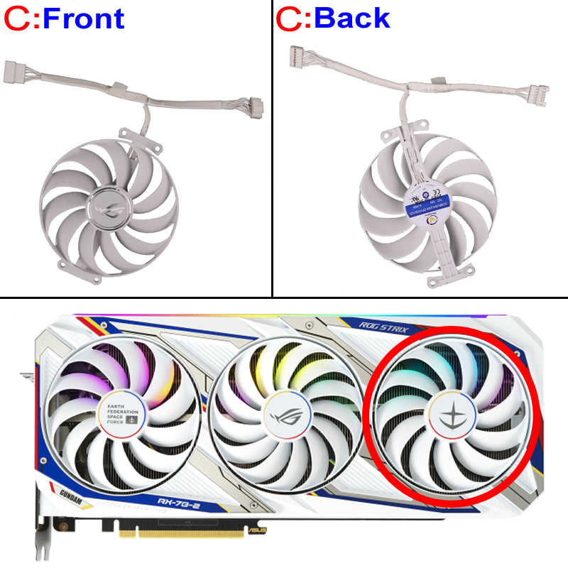 95mm CF1010U12S Cooler Fan Replacement For ASUS ROG Strix RTX 3080 3090  RTX3080 RTX3090 Gundam Edition Graphics Video Card - With LOGO Fan C