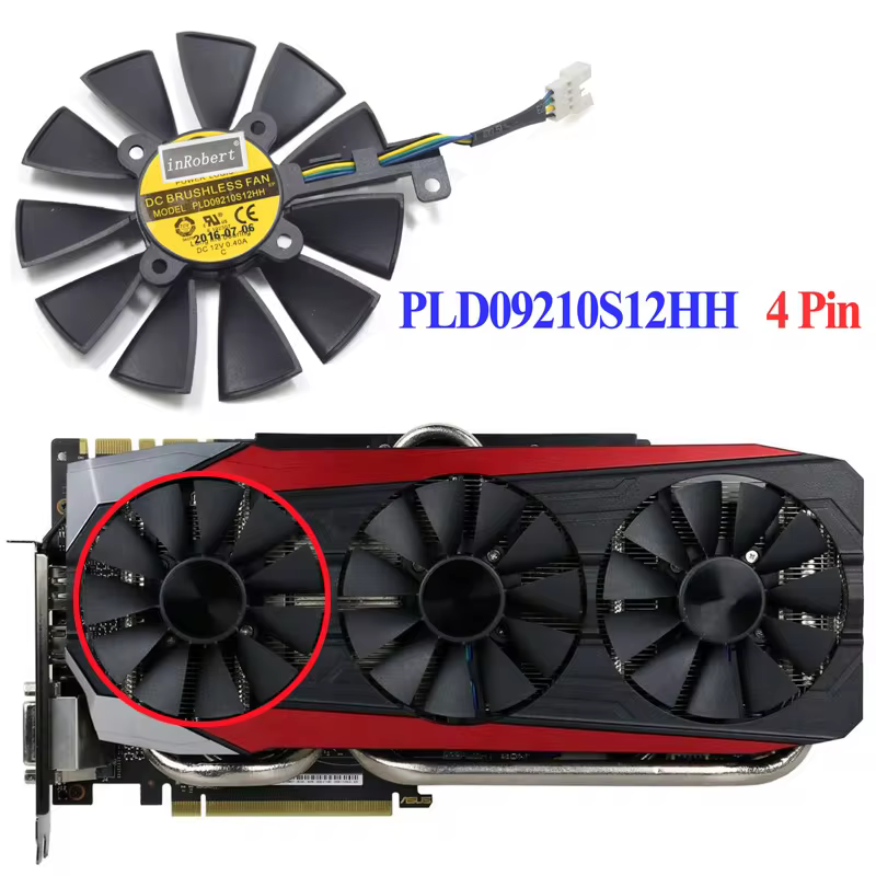 inRobert PLD09210S12HH Video Card Cooling Fan for ASUS Strix R9 390X 390 RX480 RX580 GTX 980Ti 1060 1070 1080 Graphic Card