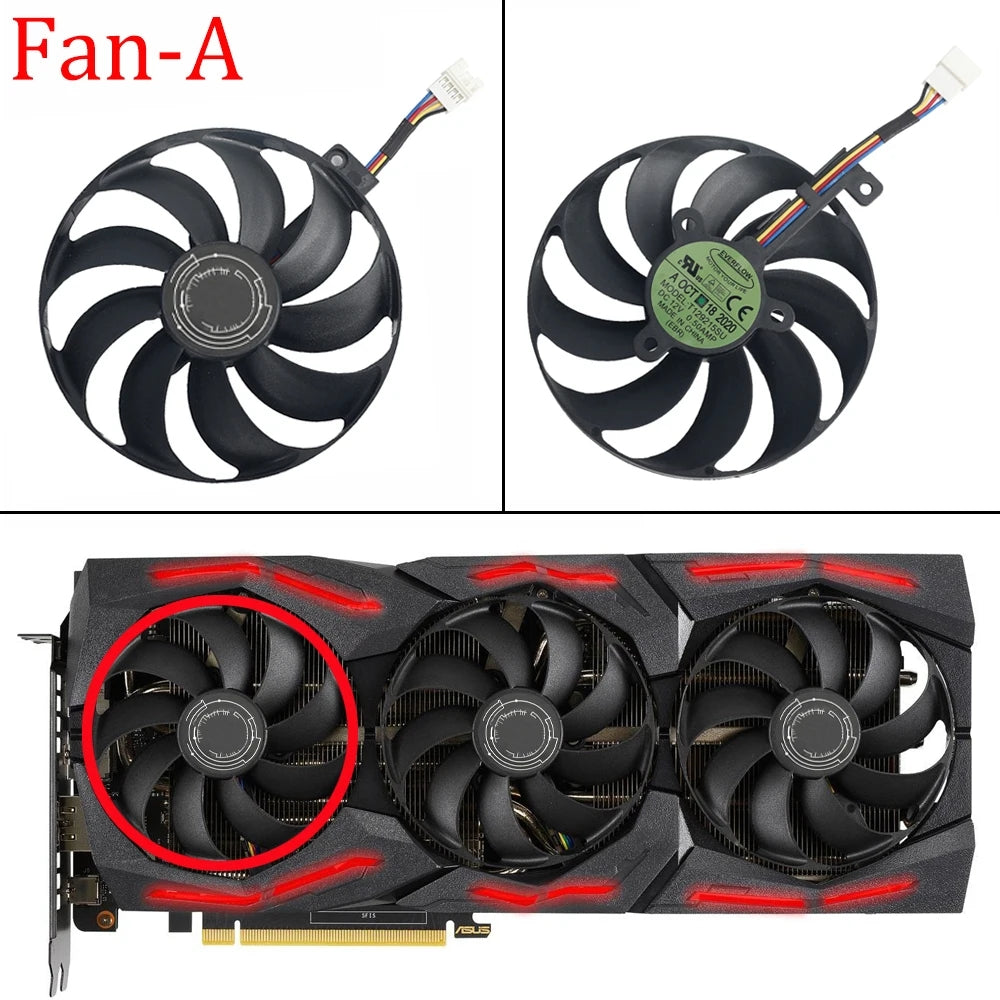 inRobert T129215SU 4 pin + 6pin +7 pin GPU Cooler Video Card Replacement for ASUS RTX 2060 2070 2080 5700 Gaming Graphics Card