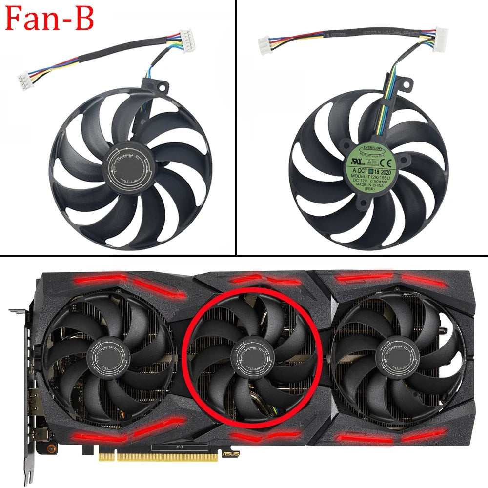 inRobert T129215SU 4 pin + 6pin +7 pin GPU Cooler Video Card Replacement for ASUS RTX 2060 2070 2080 5700 Gaming Graphics Card