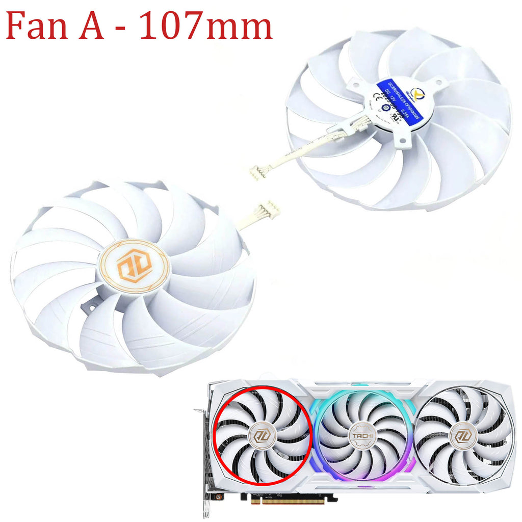 Asrock AMD Radeon RX 7900 XTX Taichi White 107MM 97MM CF1010H12S Graphics Card Replacement Fan