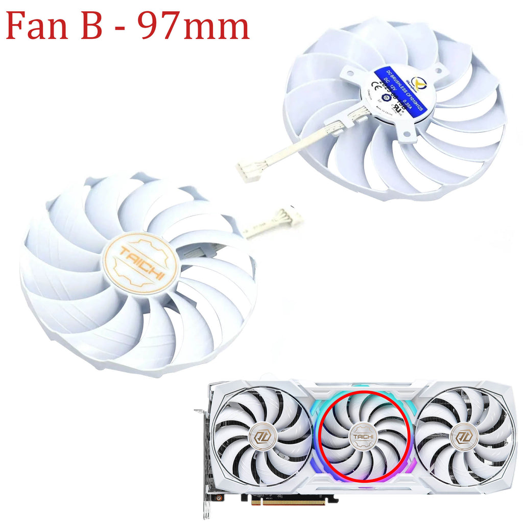 Asrock AMD Radeon RX 7900 XTX Taichi White 107MM 97MM CF1010H12S Graphics Card Replacement Fan