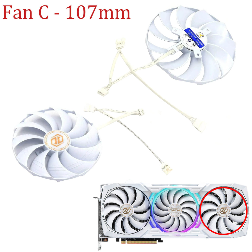 Asrock AMD Radeon RX 7900 XTX Taichi White 107MM 97MM CF1010H12S Graphics Card Replacement Fan