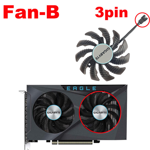 75MM PLD08010S12HH Video Card Fan For Gigabyte RX 6400 6500 EAGLE Graphics Card Cooling Fan