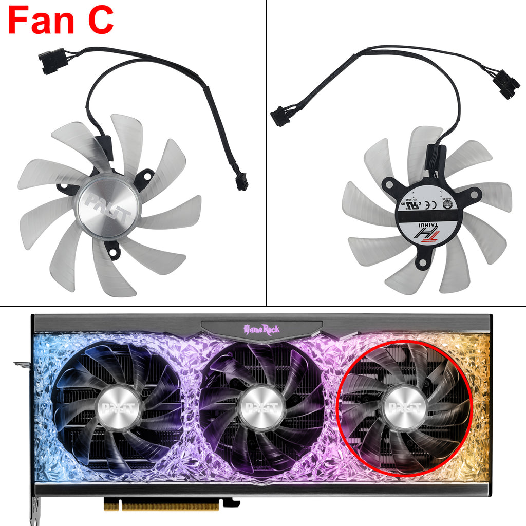 Cooling Fan For Palit RTX 3090Ti 4070Ti GameRock Classic Graphics Card Replacement TH9215B2H-PFB03