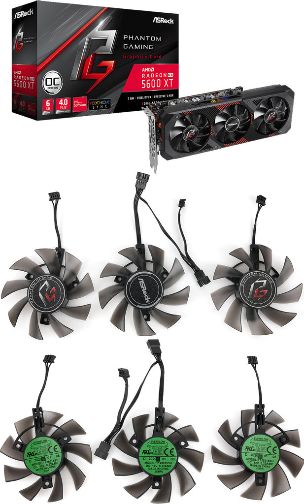 75mm Cooler for ASROCK AMD Radeon RX 5600 XT Phantom Gaming D3 6G OC