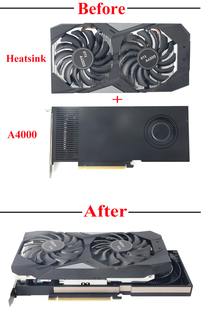 For Retrofit NVIDIA RTX A4000 Replacement Graphics Card Cooler Heat Sink With Tow Ball Bearing Fan