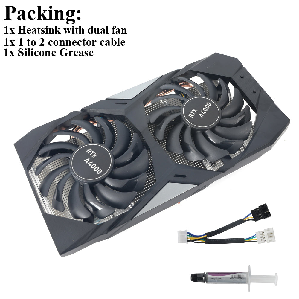For Retrofit NVIDIA RTX A4000 Replacement Graphics Card Cooler Heat Sink With Tow Ball Bearing Fan
