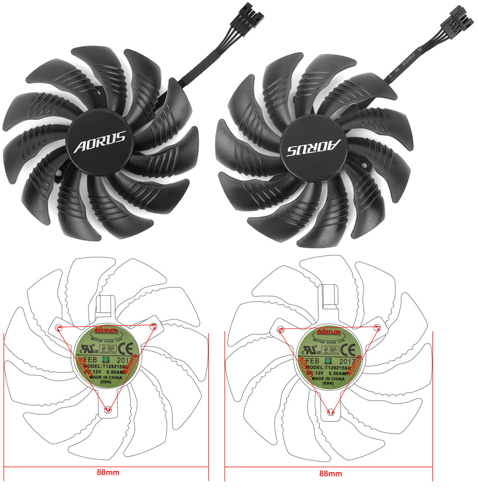 88MM GPU Cooling Fan Replacement For Gigabyte AORUS Radeon RX 570 580 4G Video Card RX570 RX580 Graphics Cards Cooler Fans