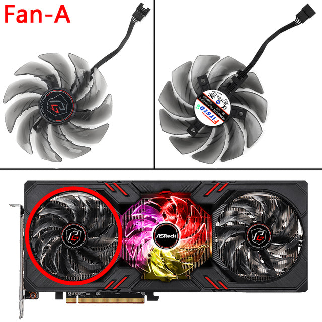 New Cooling Fan Case Replacement For Asrock AMD Radeon RX 6700 XT 6800xt  Phantom Gaming Cooler Fan with case and RGB