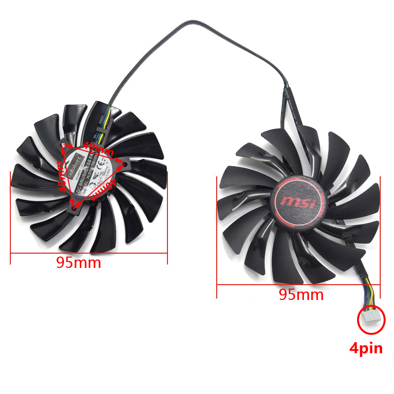 95MM PLD10010S12HH Video Card Fan For MSI GTX 960 970 960 1060 RX570 GAMING X  Graphics Card Replacement Cooling Fan