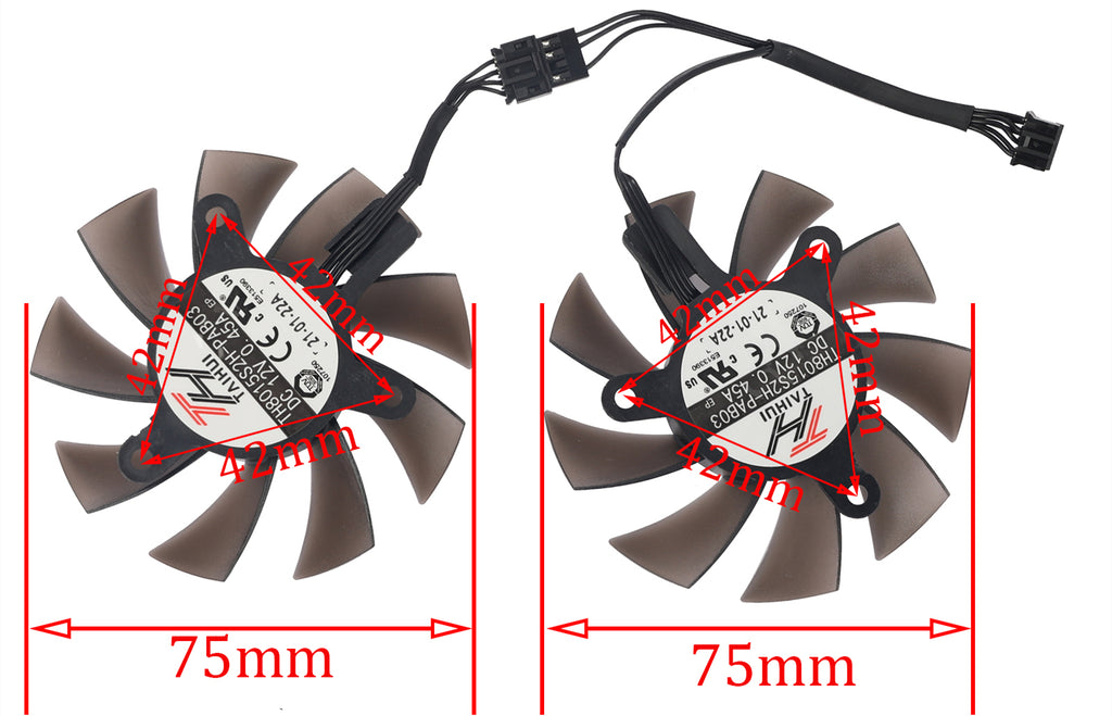 For Palit GTX 1630 Dual GTX 1650 SUPER GP Video Card Fan Cooler 75MM TH8015S2H-PAB03 GTX1630 GTX1650 Graphics Card Cooling Fan
