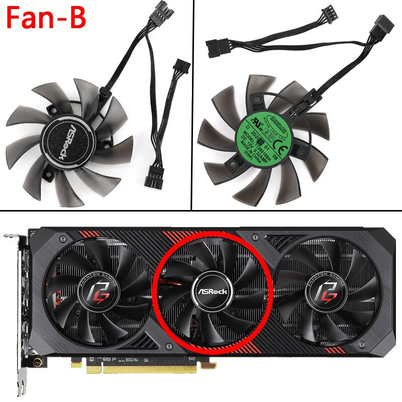 75mm Cooler for ASROCK AMD Radeon RX 5600 XT Phantom Gaming D3 6G OC