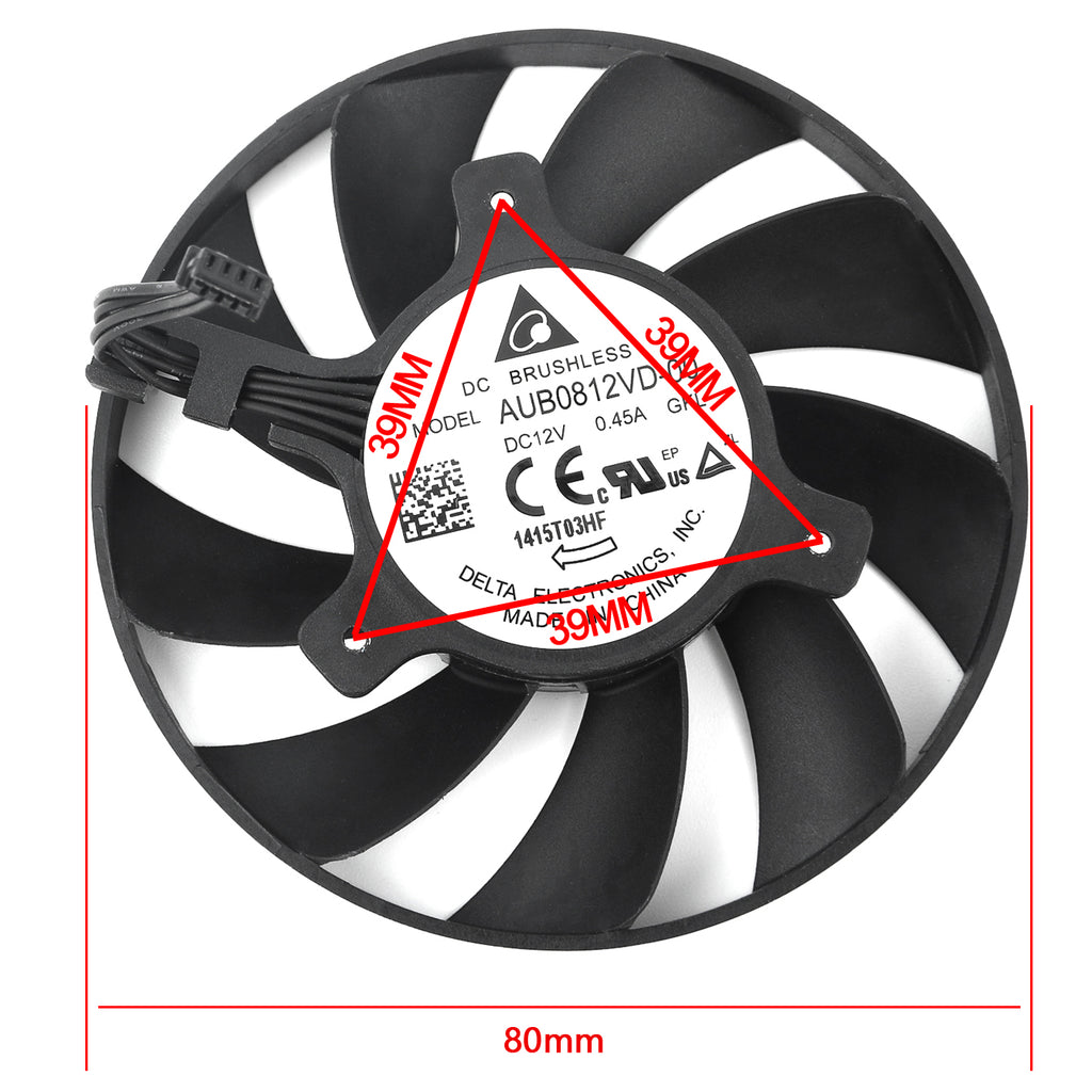 80MM AUB0812VD-00 Video Card Fan Replacemen For AMD Radeon RX6800 RX6800XT RX6900XT 16G Graphics Video Cards Cooling Fans