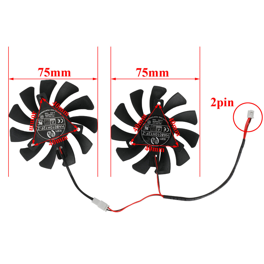 75MM 2Pin HA8010H12F-Z GTX1050Ti GPU Cooler DUAL Fan For MSI Geforce GTX 1050Ti GTX-1050-Ti-4GT-OC Graphic Card Cooling