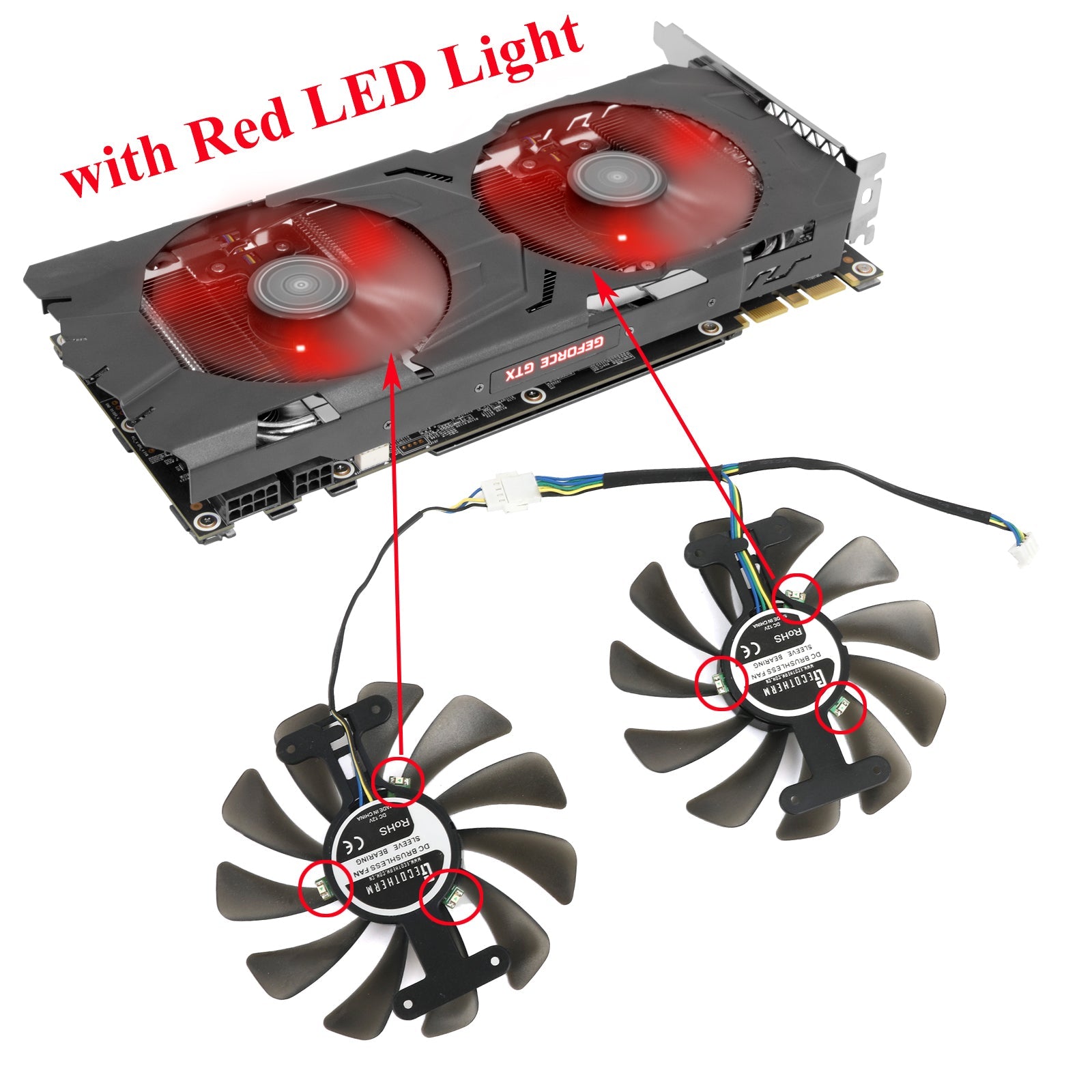 95MM GPU Fan with Red LED Light For KFA2 GALAXY GTX 1070 1070Ti 1080 E ...